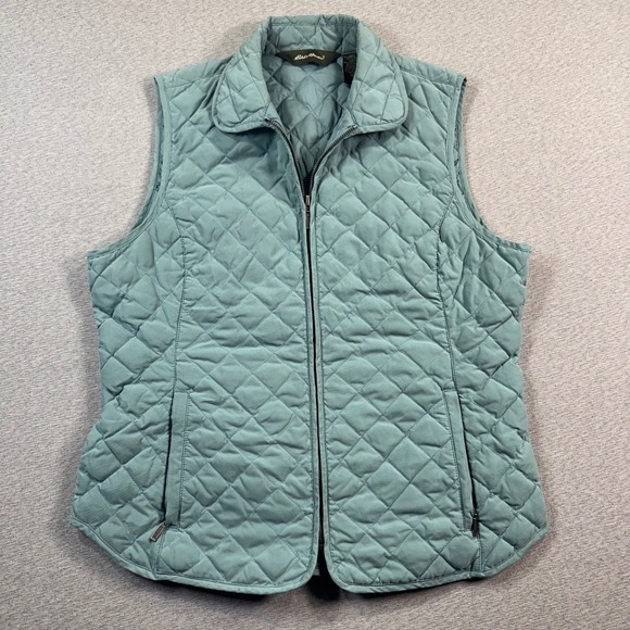 Eddie Bauer Jackets & Blazers - Eddie Bauer Quilted Goose Down Vest Womans M Teal Blue Insulated Zip Front